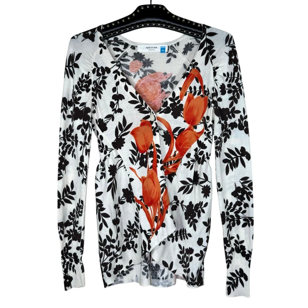 Sparrow Anthropologie Plum Blossom Floral Cardigan Sweater XS